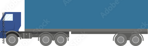 Truck, trailer isolated on white background. Transport for transportation, delivery of goods. Logistics concept, freight, international transport. Flat infographics. Vector illustration..
