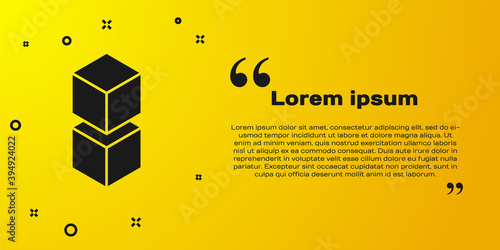Black Blockchain technology icon isolated on yellow background. Cryptocurrency data. Abstract geometric block chain network technology business. Vector.