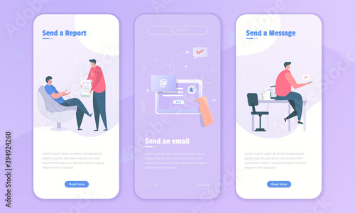 People work in offices illustration on onboard screen concept