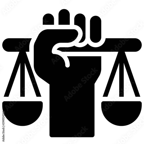 Fist with scale icon, Protest related vector