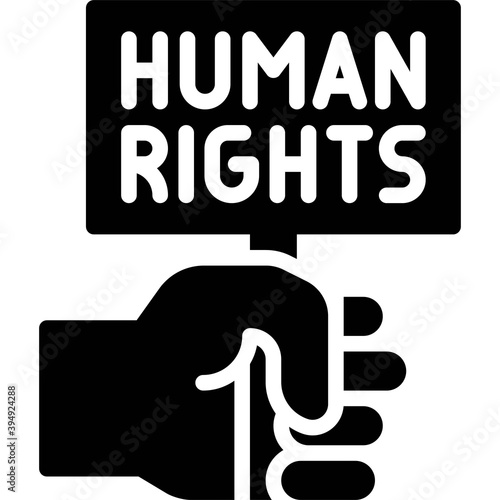Hand holding human right sign icon, Protest related vector
