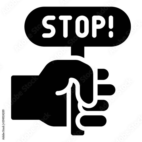 Hand holding stop sign icon, Protest related vector