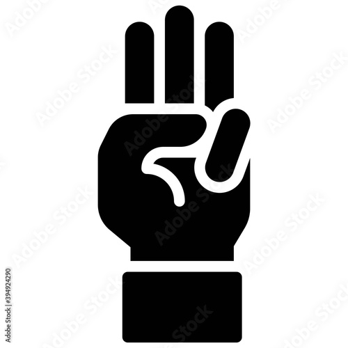 Three-finger salute icon, Protest related vector
