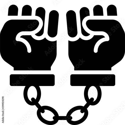Handcuffed hands icon, Protest related vector