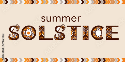 Summer solstice lettering. Elements for invitations, posters, greeting cards