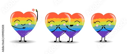 Gay Pride. LGBT concept. Cartoon vector colorful illustration. Valentine's Day. Rainbow heart. Lesbian-gay-bisexual-transgender. Rainbow love concept. Vector illustration.