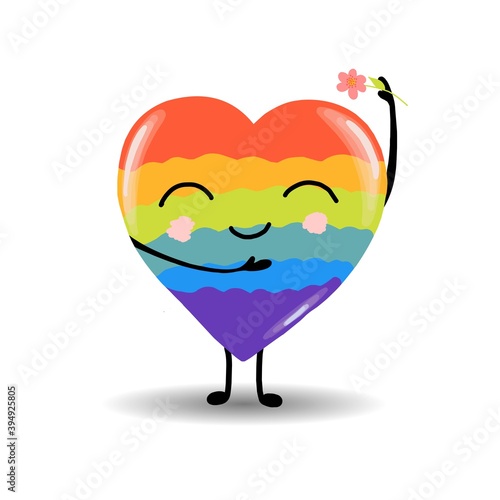Gay Pride. LGBT concept. Cartoon vector colorful illustration. Valentine's Day. Rainbow heart. Lesbian-gay-bisexual-transgender. Rainbow love concept. Vector illustration.