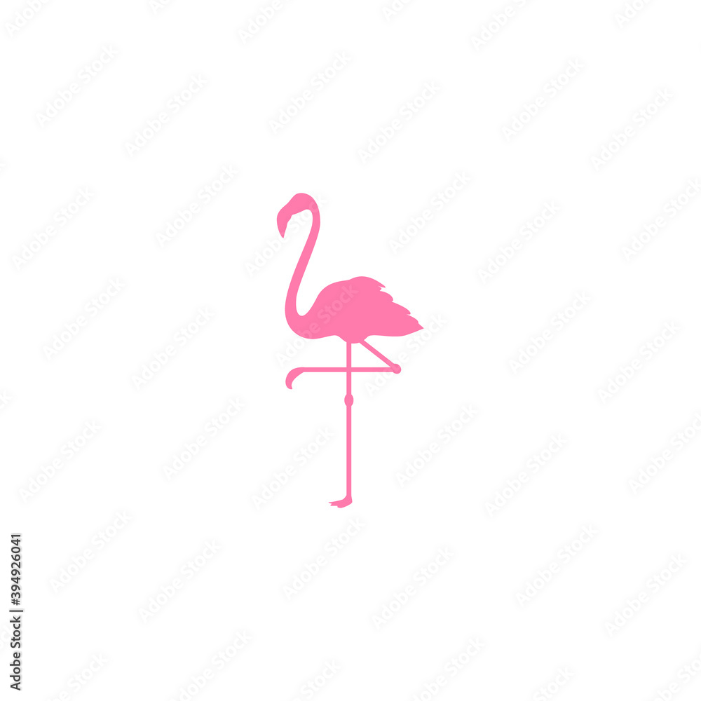 Fototapeta premium Pink Flamingo logo. Animal World. Tropical bird icon.