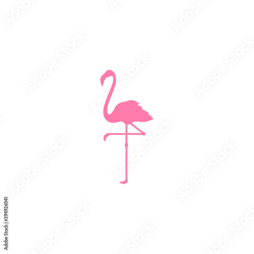 Pink Flamingo logo. Animal World. Tropical bird icon.