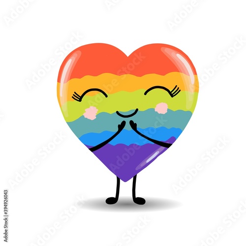 Gay Pride. LGBT concept. Cartoon vector colorful illustration. Valentine's Day. Rainbow heart. Lesbian-gay-bisexual-transgender. Rainbow love concept. Vector illustration.