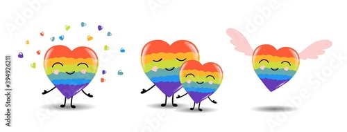 Gay Pride. LGBT concept. Cartoon vector colorful illustration. Valentine's Day. Rainbow heart. Lesbian-gay-bisexual-transgender. Rainbow love concept. Vector illustration.