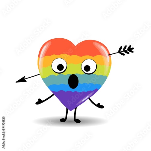 Gay Pride. LGBT concept. Cartoon vector colorful illustration. Valentine's Day. Rainbow heart. Lesbian-gay-bisexual-transgender. Rainbow love concept. Vector illustration.
