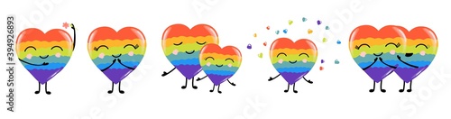 Gay Pride. LGBT concept. Cartoon vector colorful illustration. Valentine's Day. Rainbow heart. Lesbian-gay-bisexual-transgender. Rainbow love concept. Vector illustration.