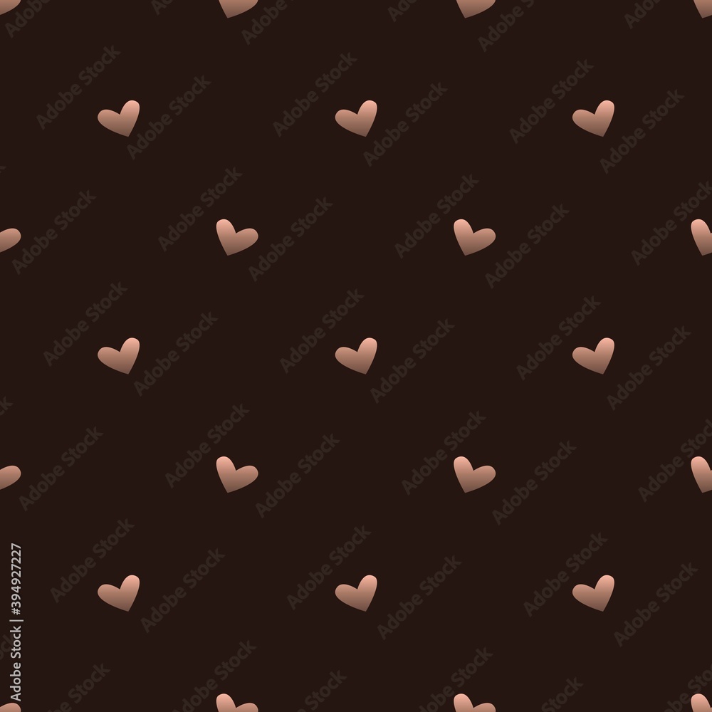 Seamless pattern with rose gold hearts on dark brown background. Stock illustration for web, print, background and wallpaper, wrapping paper, scrapbooking and invitation card Seamless pattern with rose gold hearts on dark brown background. Stock illustration for web, print, background and wallpaper, wrapping paper, scrapbooking and invitation card