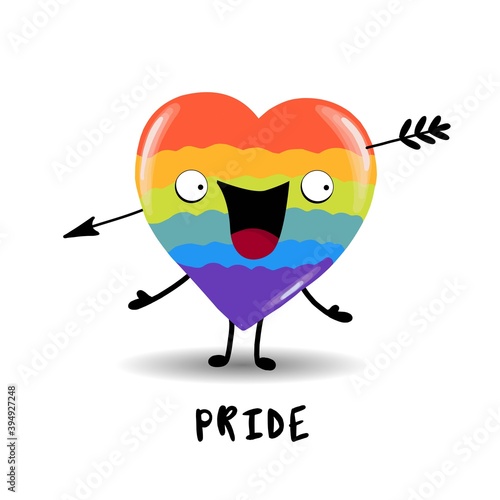 Gay Pride. LGBT concept. Cartoon vector colorful illustration. Valentine's Day. Rainbow heart. Lesbian-gay-bisexual-transgender. Rainbow love concept. Vector illustration.