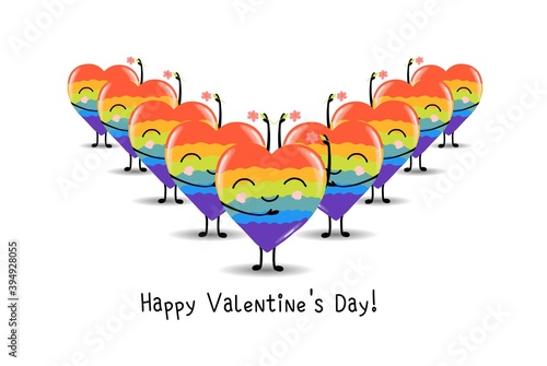 Gay Pride. LGBT concept. Cartoon vector colorful illustration. Valentine's Day. Rainbow heart. Lesbian-gay-bisexual-transgender. Rainbow love concept. Vector illustration.