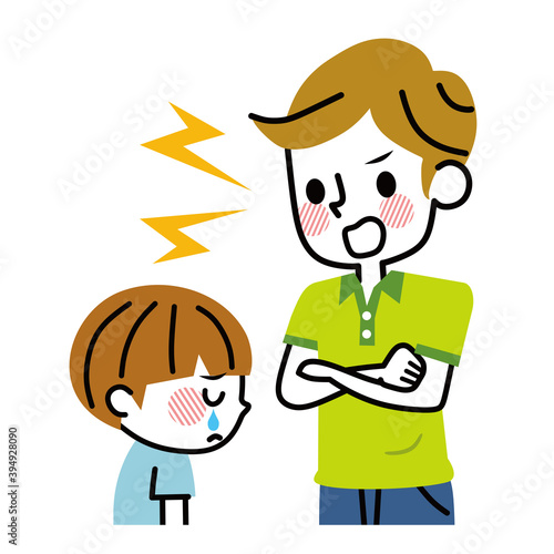 子どもを叱るお父さん