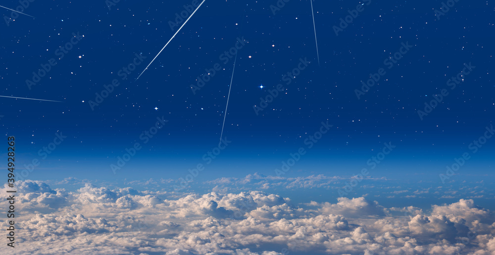 White clouds under the falling stars White clouds under the falling stars