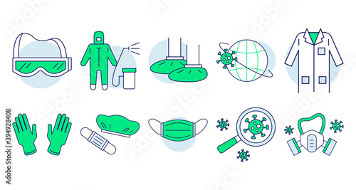 Protective clothing icon print doodle se