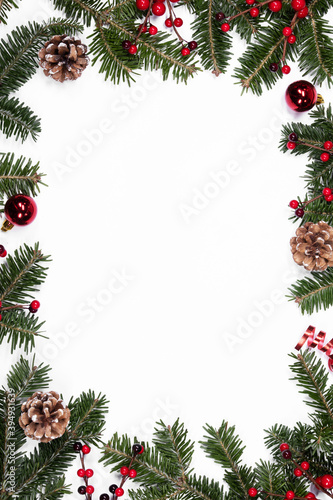 Christmas card frame decor on white