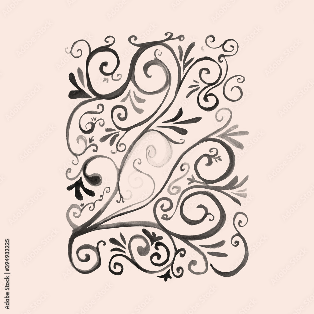 Hand drawn aquarelle of floral pattern Hand drawn aquarelle of floral pattern