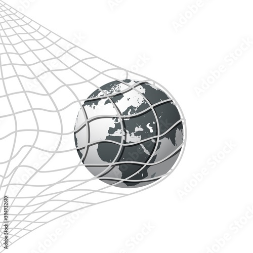 world ball hitting on net.