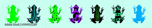 poison dart frogs cartoon icon design template with various models. vector illustration isolated on blue background