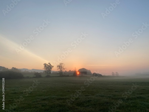 Sunrise on a misty morning