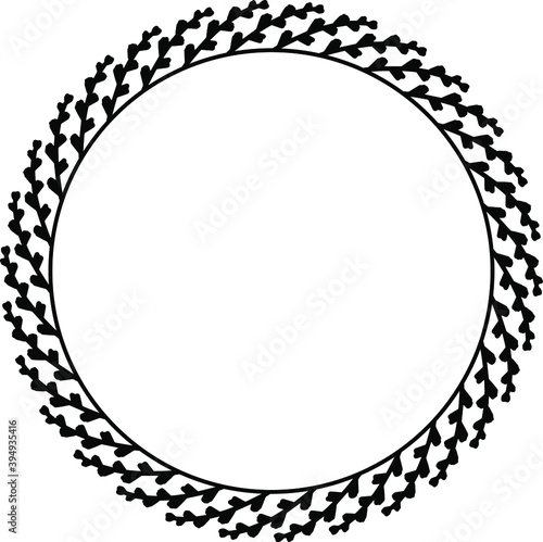 Plant branch vector illustration flat silhouette black white, symbol wreath depicting an award, heraldry, laurel, achievement, victory, crown, winner, ornate, icon wedding invitation christmas card.