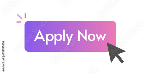 Apply now button click with cursor pointer arrow modern illustration design isolated