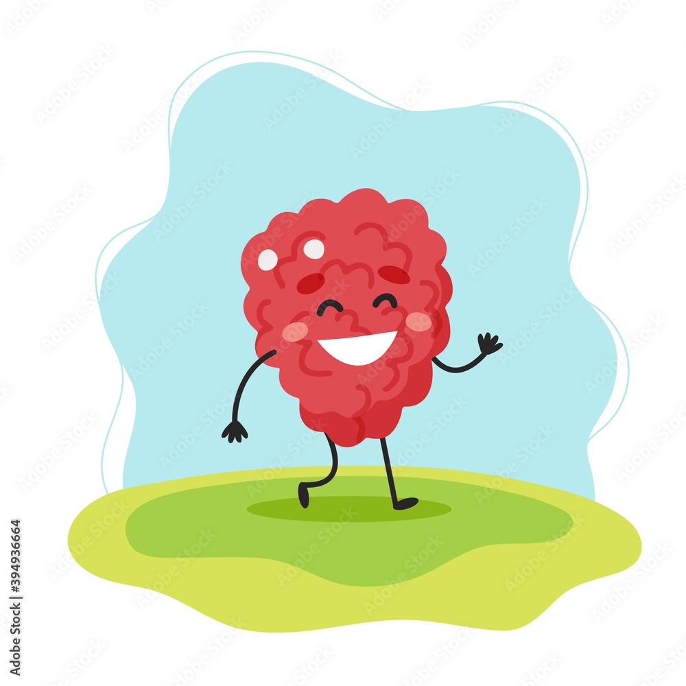 Raspberry cute character, vector illustration for kids in cartoon style Raspberry cute character, vector illustration for kids in cartoon style
