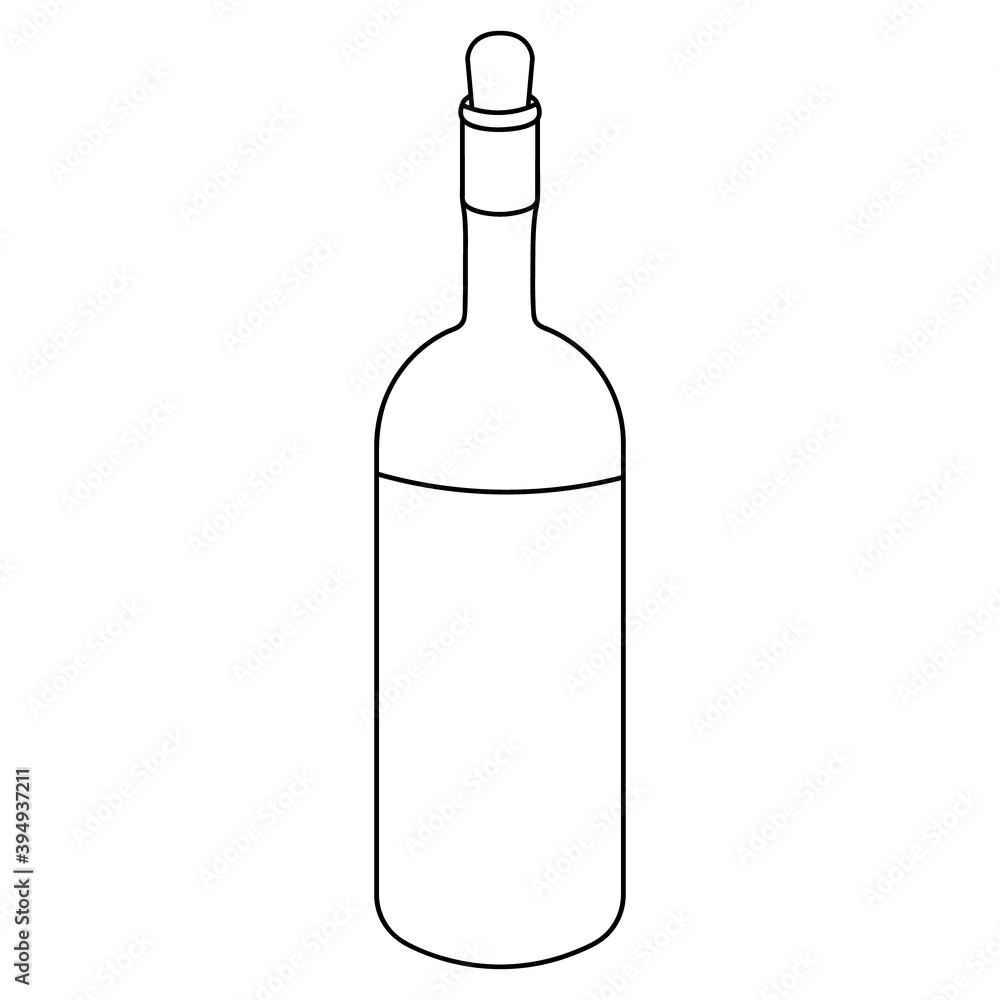 Wine bottle. Sketch. Alcohol in a glass container. Vector illustration. Outline on an isolated white background. The neck is blocked with a stopper. Strong Cahors. Doodle style. Idea for web design.
Wine bottle. Sketch. Alcohol in a glass container. Vector illustration. Outline on an isolated white background. The neck is blocked with a stopper. Strong Cahors. Doodle style. Idea for web design.