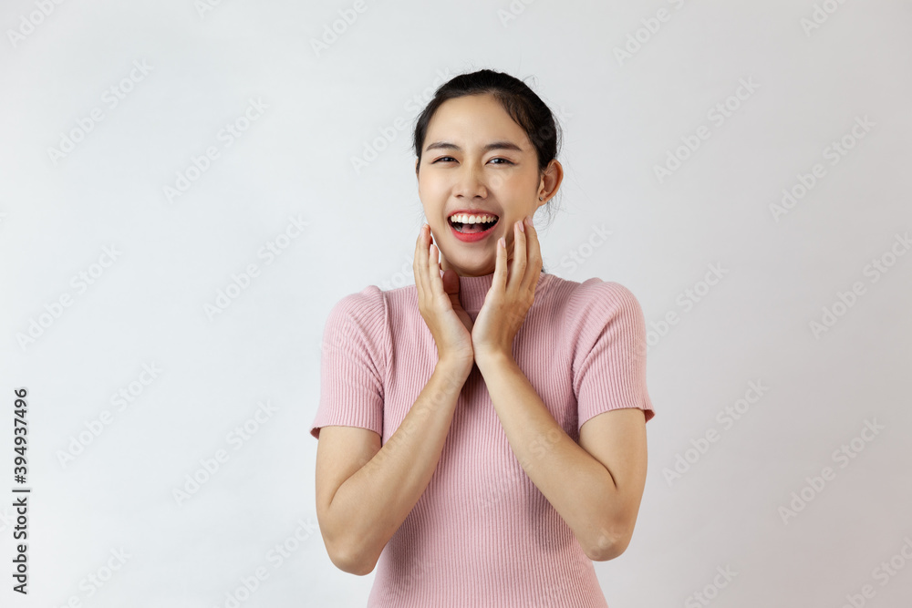 asia woman over isolated white background surprised asia woman over isolated white background surprised