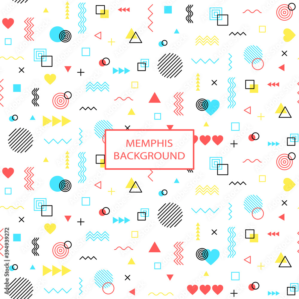 Seamless background with geometric pattern in memphis style
