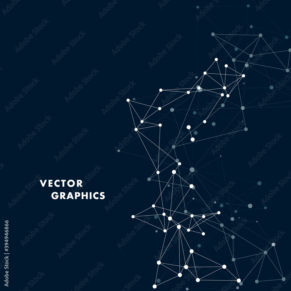 White lines and dots that connect. Communication science technology background. Vector illustration White lines and dots that connect. Communication science technology background. Vector illustration