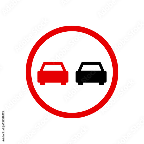 Road sign used in Denmark - No overtaking.