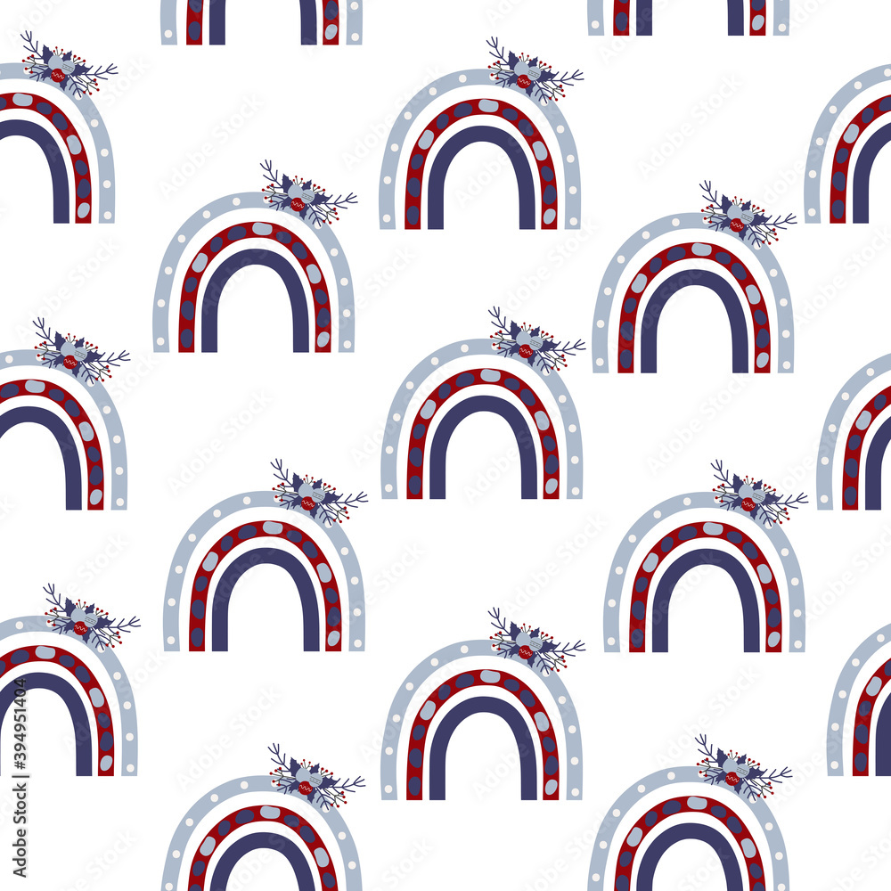 Seamless Christmas pattern with rainbows , vector Seamless Christmas pattern with rainbows , vector