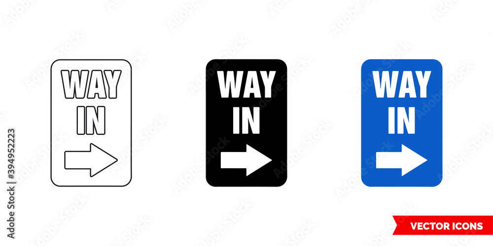 Way in right parking information sign icon of 3 types color, black and white, outline. Isolated vector sign symbol. Way in right parking information sign icon of 3 types color, black and white, outline. Isolated vector sign symbol.