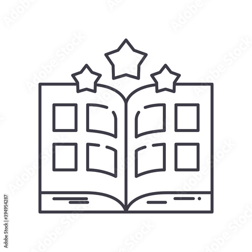 Favourite book icon, linear isolated illustration, thin line vector, web design sign, outline concept symbol with editable stroke on white background.