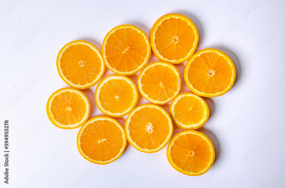 round cut slices of fresh orange round cut slices of fresh orange