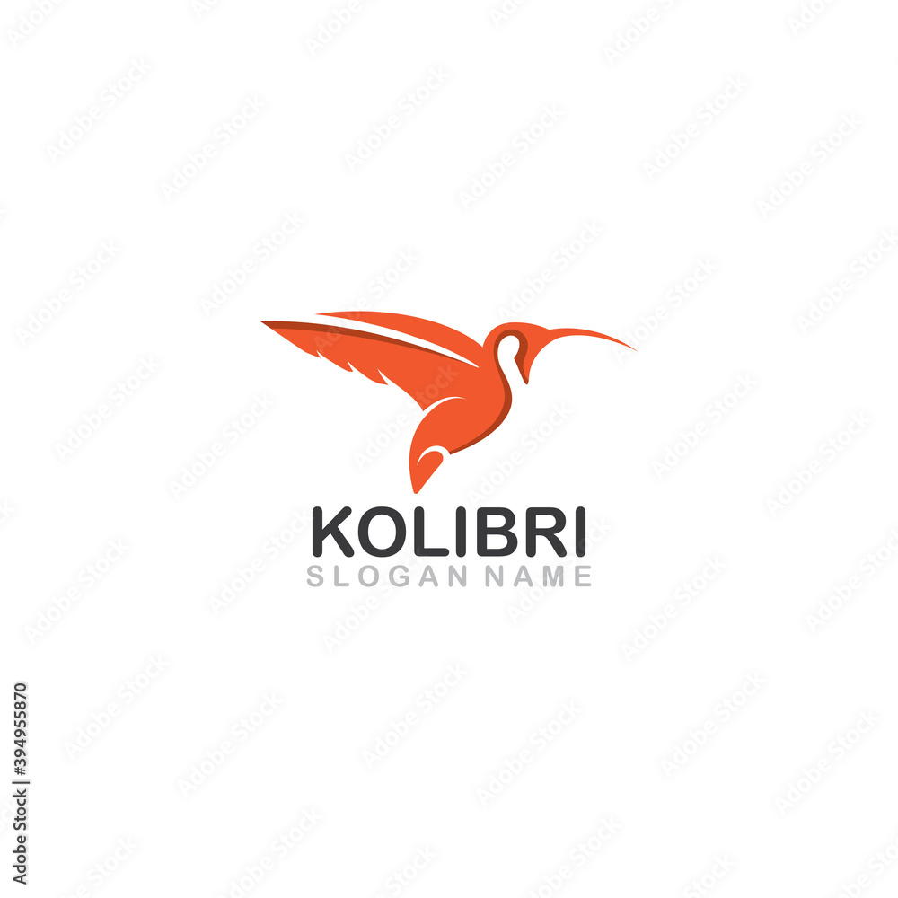 Abstract colorful colibri bird logo line outline creative vector icon illustration template Abstract colorful colibri bird logo line outline creative vector icon illustration template