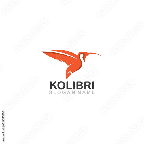 Abstract colorful colibri bird logo line outline creative vector icon illustration template