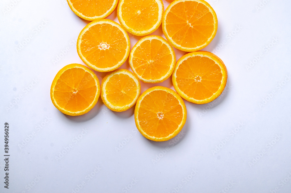 round cut slices of fresh orange round cut slices of fresh orange