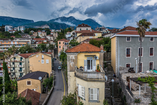 Houses in Herceg Novi coastal town located at the entrance to the Bay of Kotor, Montenegro