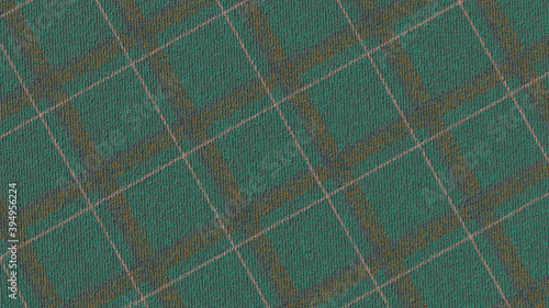 Background checkered weave pattern with green, white and yellow-brown color. Checkered twill. 3D-rendering