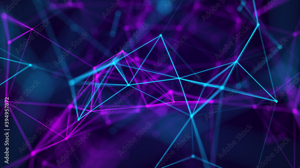 Abstract background with moving dots and lines. Network connection structure. Futuristic illustration. Digital technology design. 3d rendering. Abstract background with moving dots and lines. Network connection structure. Futuristic illustration. Digital technology design. 3d rendering.