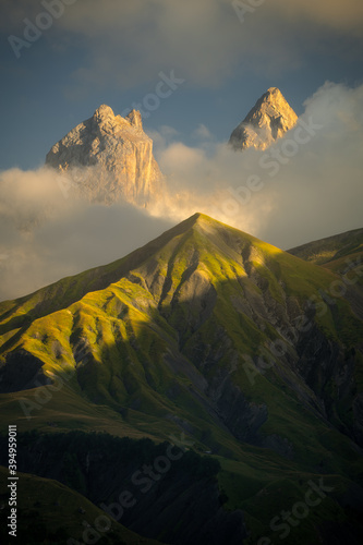 The Aiguilles d'Arves is a mountain consisting of three peaks, of which the highest peak is 3514 meters high. The mountain is located in the Massif d'Arvan-Villards, in the French department of Savoie