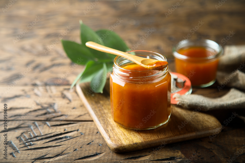 Homemade citrus persimmon jam or sauce Homemade citrus persimmon jam or sauce