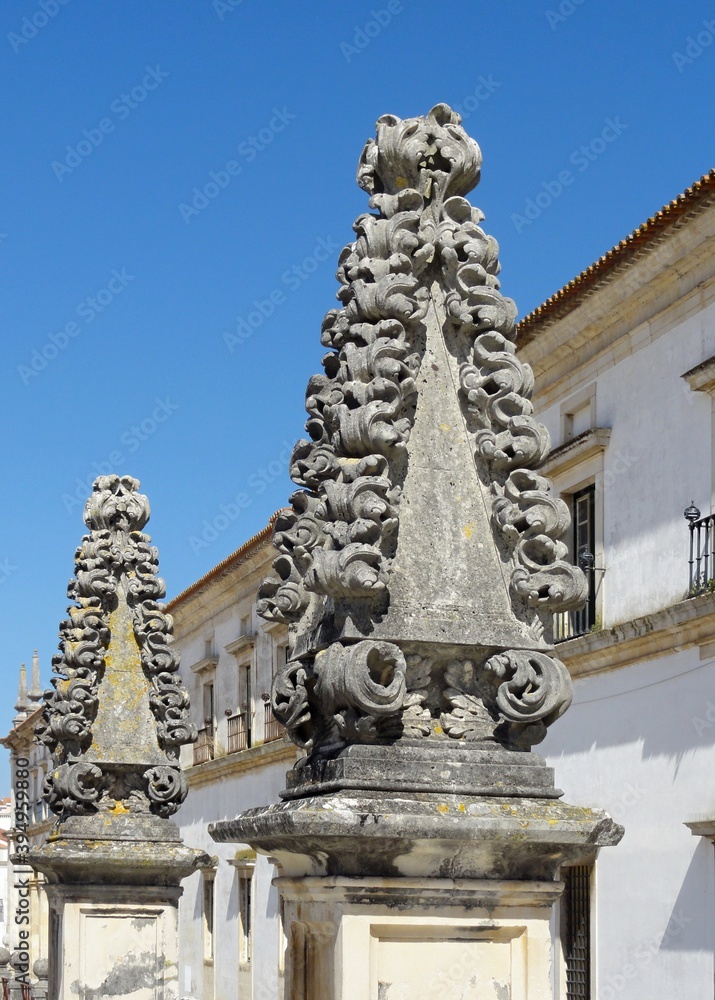 Typical stone ornaments on the Alcobaca monastery, Centro - Portugal 