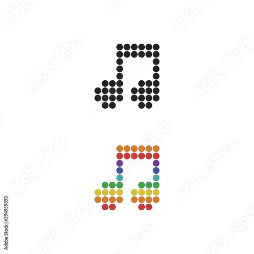 vector musical note symbol melody sign from dotes music icon on white background.